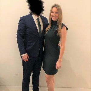 Dark Green Vince Camuto Dress Sz 6 Ruffled Sleeve